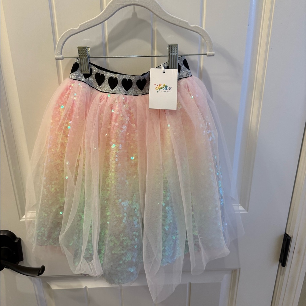 Lola + The Boys Pink Sequin Tulle Skirt